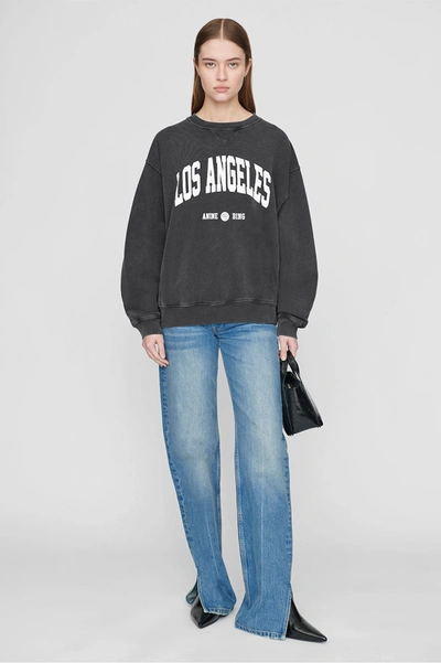 ANINE BING ANINE BING RAMONA SWEATSHIRT UNIVERSITY LOS ANGELES IN WASHED BLACK,A-08-5055-029-L