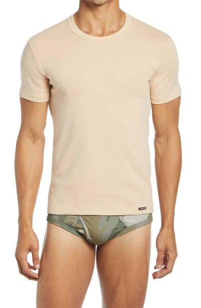 Tom Ford Cotton Jersey Crewneck T-shirt In Beige