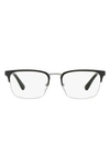 Prada 55m Rectangle Optical Glasses In Black/ Gunmetal