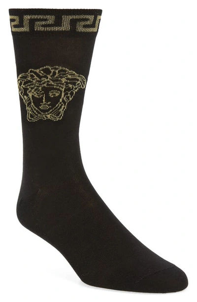 Versace Medusa Logo Socks In Nero