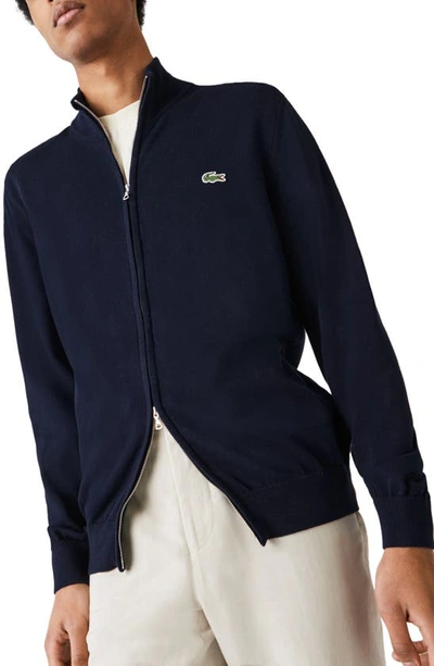 Lacoste Two Way Zip Jacket In Navy Blue