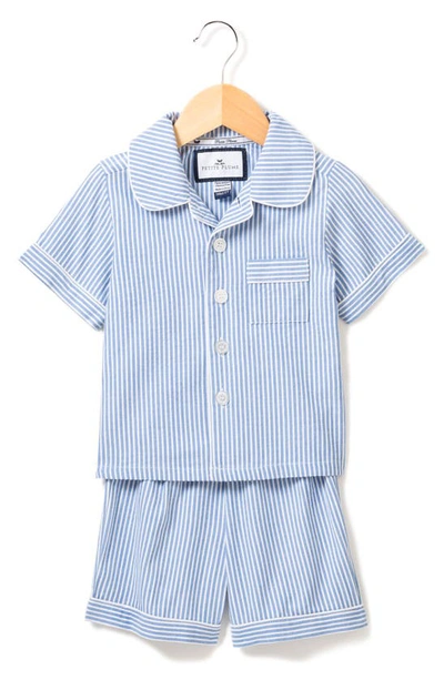Petite Plume Kids' Gingham Seersucker Short Two-piece Pajamas In Blue