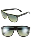 Ray Ban Boyfriend 60mm Flat Top Sunglasses In Black/ Green