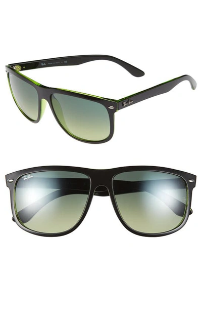 Ray Ban Boyfriend 60mm Flat Top Sunglasses In Black/ Green