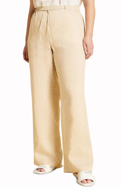 Marina Rinaldi Recanati Linen Straight-leg Trousers In Beige