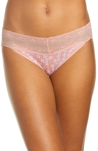 Natori Bliss Perfection Lace-waist Bikini Underwear 756092 In Light Coral Floral Print