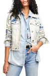 Free People Rumors Denim Jacket In Jones Tie Dye Blue