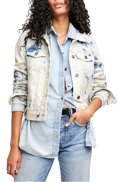 Free People Rumors Denim Jacket In Jones Tie Dye Blue