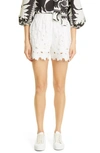 Red Valentino Butterfly Cut-out Taffeta Shorts In Bianco