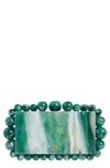 Cult Gaia Eos Beaded Acrylic Box Clutch In Sage