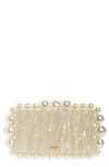 Cult Gaia Eos Beaded Acrylic Box Clutch In Ivory