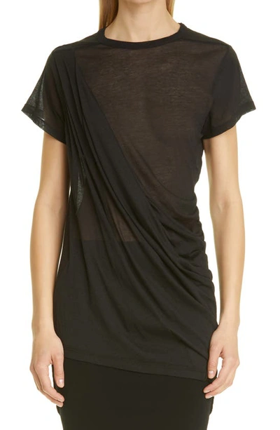 Rick Owens Sheer Longline T-shirt In Nero