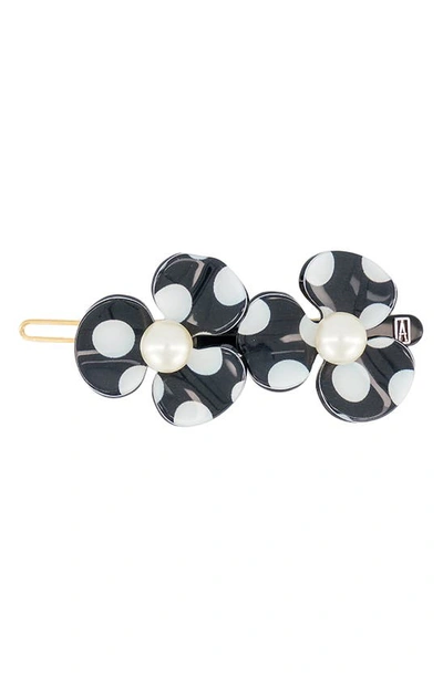 Alexandre De Paris Dot Flower Imitation Pearl Hair Clip In Black And White