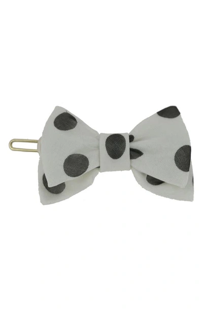 Alexandre De Paris Polka Dot Bow Hair Clip In White And Black