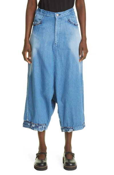 Y's Baggy Crop Jeans In Indigo