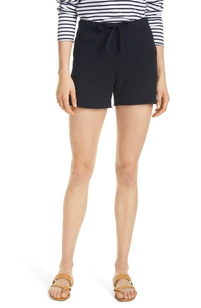 Frank & Eileen Raw Edge Cotton Sweat Shorts In British Royal Navy