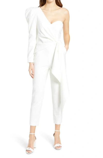 Lavish Alice Ruffle-trimmed One-shoulder Jumpsuit In White