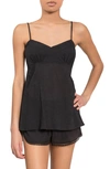 Everyday Ritual Lily Daisy Camisole Short Pajamas In Black