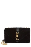 Saint Laurent Small Monogram Matelasse Velvet Envelope Bag In Nero/ Nero/ Nero/