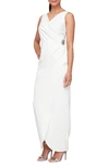 Alex Evenings Draped Embellished Compression Column Gown In Ivory