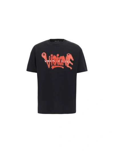 Vision Of Super Spray Logo-print Cotton T-shirt In Black