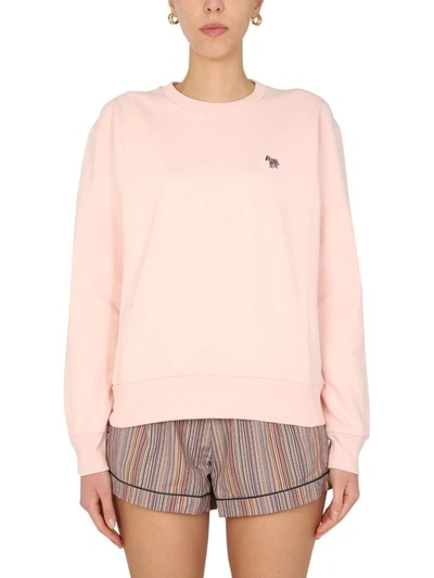 Ps By Paul Smith Ps Paul Smith Zebra Patch Crewneck Sweatshirt In Pink