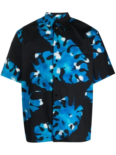 Msgm Abstract-print Short-sleeve Shirt In Multi