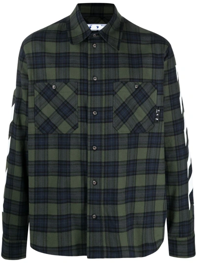 Off-white Diag Checked Flannel Shirt In Black