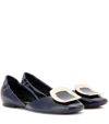 Roger Vivier Ballerine Chips Patent Leather D'orsay Flats In Blue