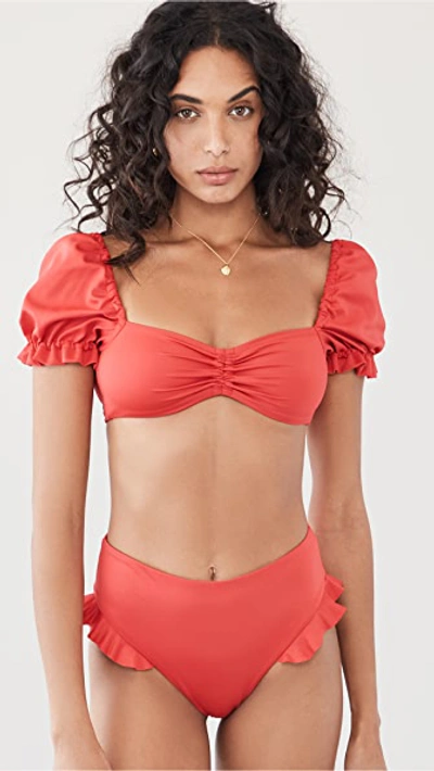 Agua Bendita Romina Voila Bikini Top In Red