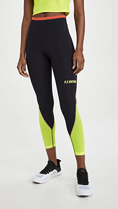 P.e Nation Opponent Mesh-trimmed Recycled Stretch Leggings In Black