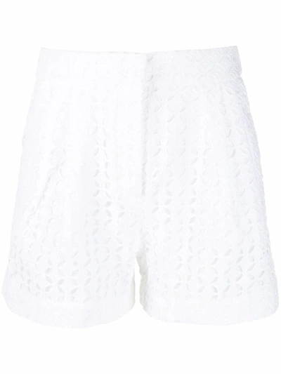 Michael Kors Geometric Embroidery Shorts In White