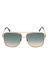Tom Ford Reggie 61mm Gradient Polarized Aviator Sunglasses In Shiny Rose Gld/ Gradient Blue