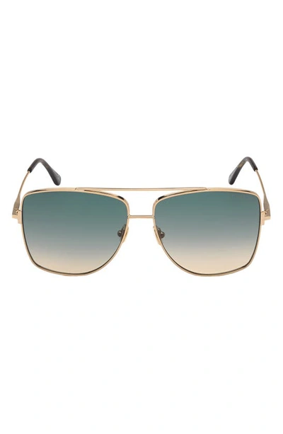 Tom Ford Reggie 61mm Gradient Polarized Aviator Sunglasses In Green
