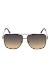 Tom Ford Reggie 61mm Gradient Polarized Aviator Sunglasses In Shiny Black / Gradient Smoke