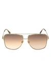 Tom Ford Reggie 61mm Gradient Polarized Aviator Sunglasses In Shiny Rose Gld/ Gradient Brown