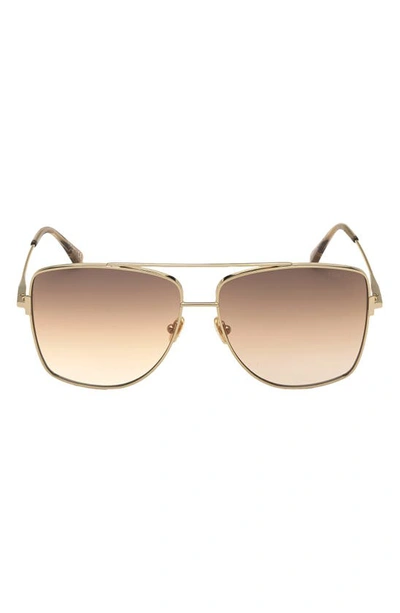 Tom Ford Reggie 61mm Gradient Polarized Aviator Sunglasses In Shiny Rose Gld/ Gradient Brown