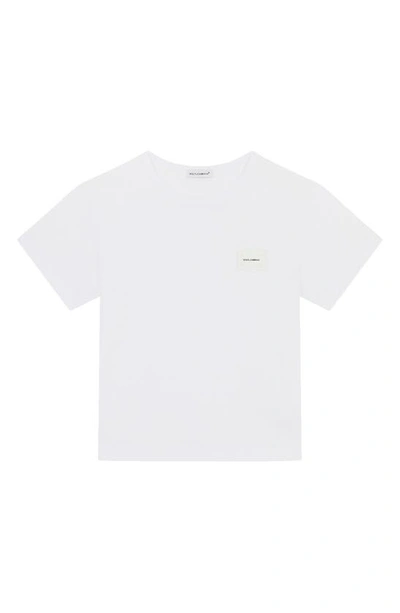 Dolce & Gabbana Kids' Jersey T-shirt With Logo Plaque In White