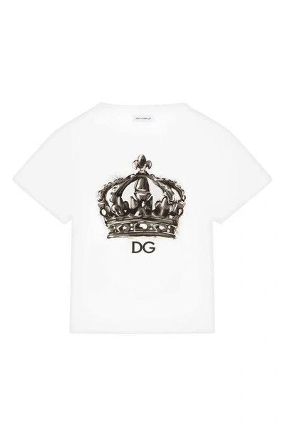 Dolce & Gabbana Kids' Dg Crown Graphic Tee In Dg Corona Bianco