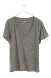 Madewell Whisper Cotton V-neck T-shirt In Hthr Iron