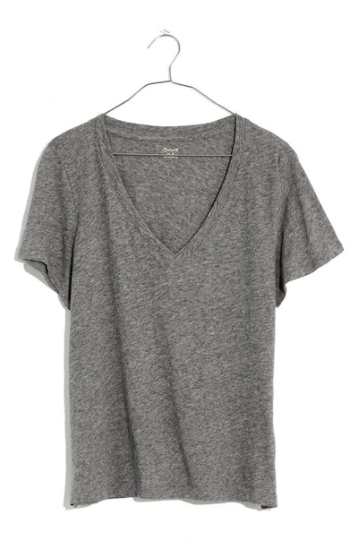 Madewell Whisper Cotton V-neck T-shirt In Hthr Iron