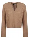 360cashmere 360 Cashmere Cropped Cable Knit Sweater In Brown