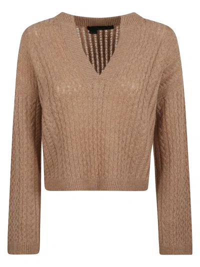 360cashmere 360 Cashmere Cropped Cable Knit Sweater In Brown