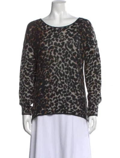 Pre-owned 360cashmere Animal Print Scoop Neck Sweater In Black