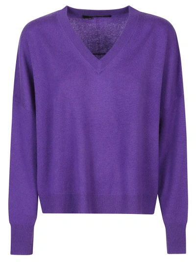 360cashmere Camille High Low Boxy V Neck Sweater In Amethyst