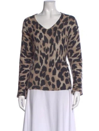 Pre-owned 360cashmere Cashmere Animal Print Sweater In Brown