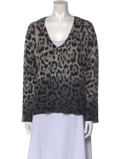 Pre-owned 360cashmere Cashmere Animal Print Sweater In Gray