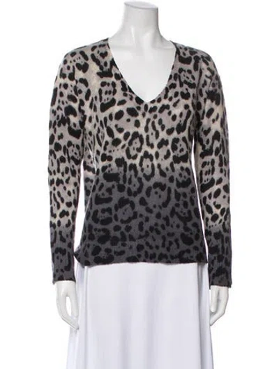 Pre-owned 360cashmere Cashmere Animal Print Sweater In Gray