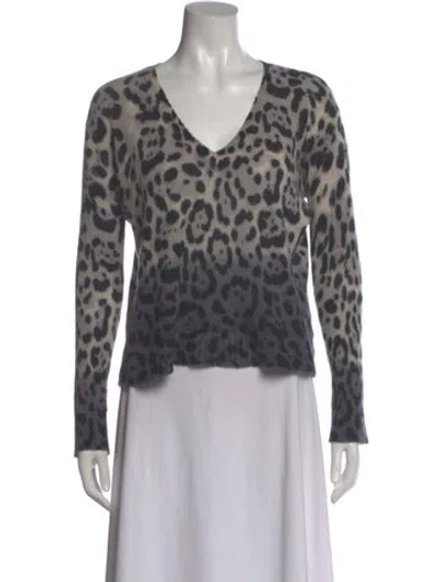 Pre-owned 360cashmere Cashmere Animal Print Sweater In Gray