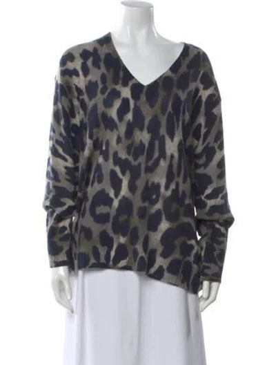 Pre-owned 360cashmere Cashmere Animal Print Sweater In Gray